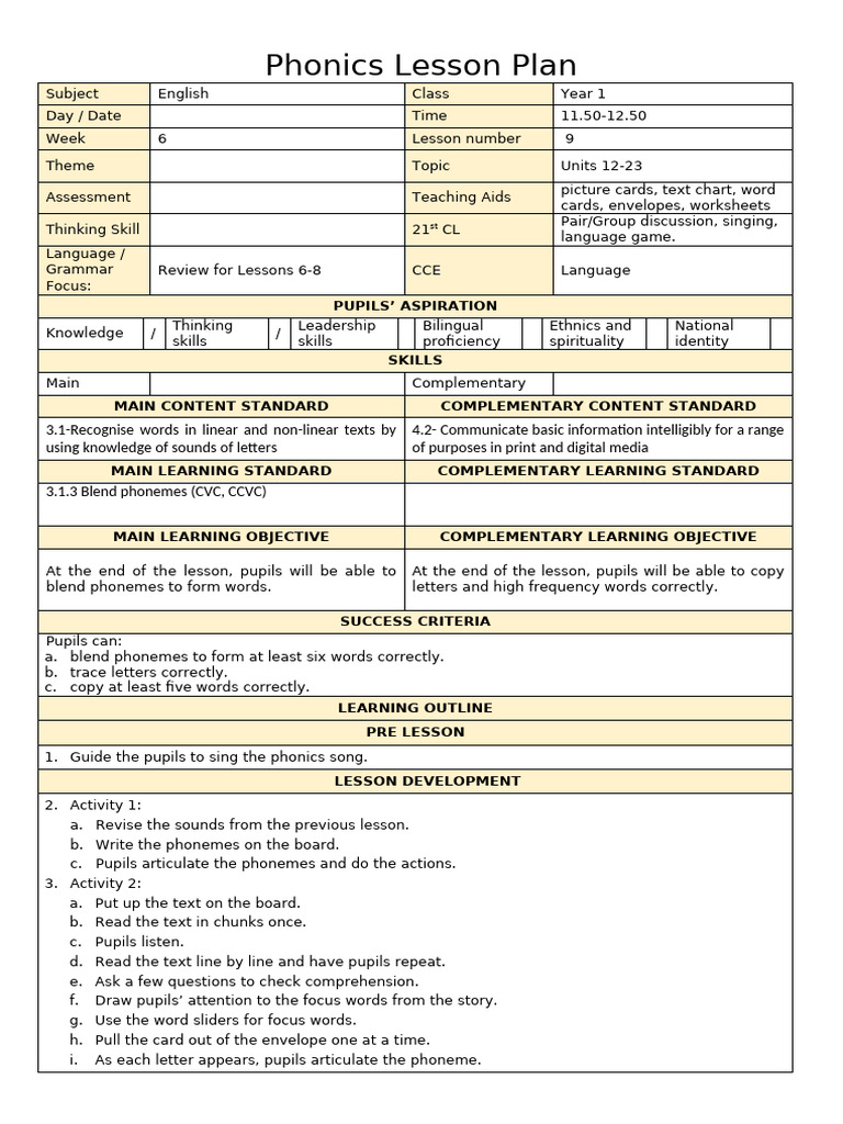 YEAR 1 ENGLISH (Iii) | PDF | Phonics | Cognitive Science