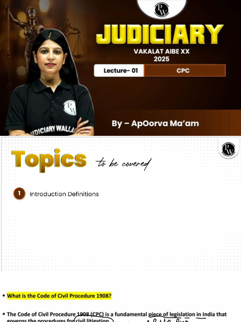 Code of Civil Procedure 01 Class Notes | PDF