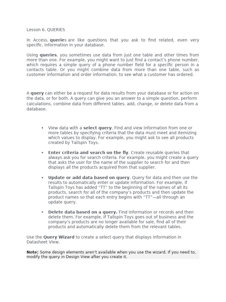Lesson 7 Queries | PDF