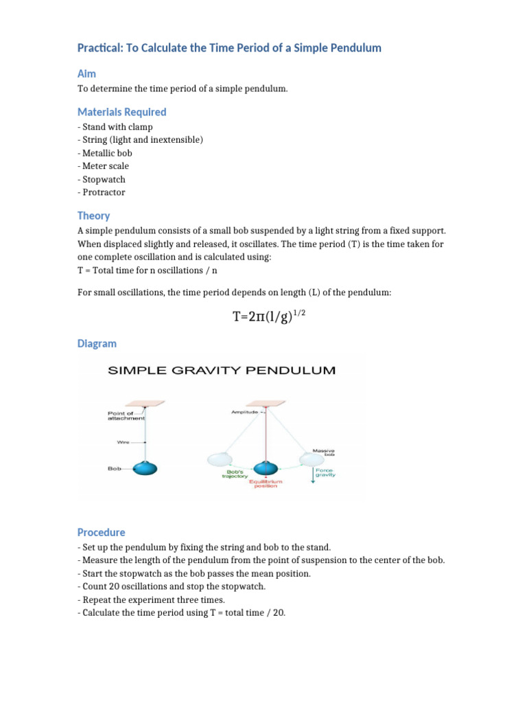 Simple Pendulum Practical2025 | PDF