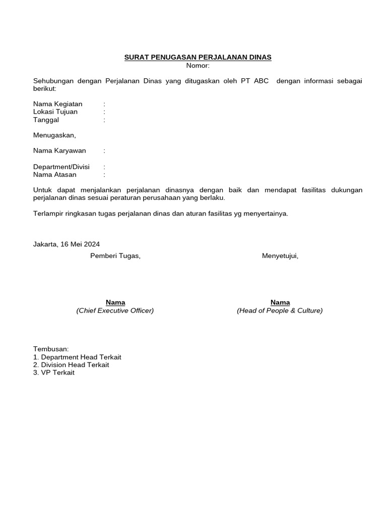 Template Surat Perjadin Upload | PDF