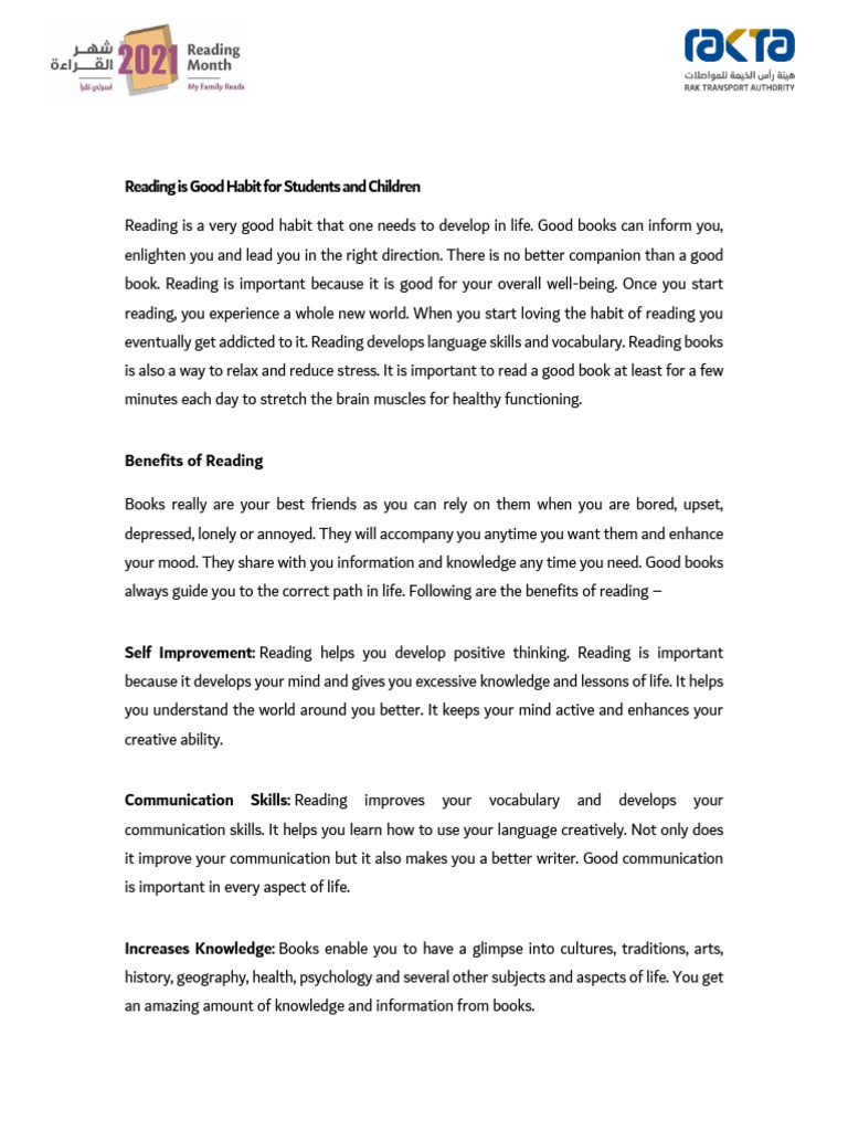 Importance of Reading | PDF | Thought | Mind