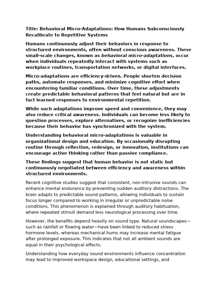 Behavioral Micro-Adaptations How Humans Subconsciously Recalibrate To ...