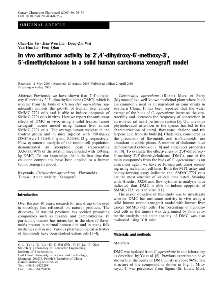 In Vivo Antitumor Activity by 24-Dihydroxy-6-Metho | PDF | Chemotherapy ...