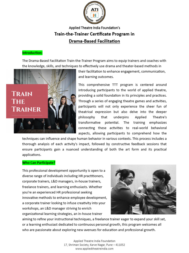 TTT Drama Based Facilitataion Program Details | PDF