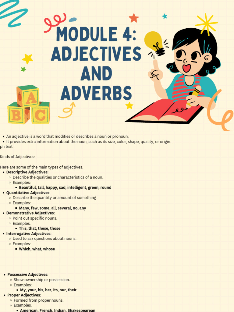 Module 4 Adjectives and Adverbs 2 | PDF | Adjective | Adverb