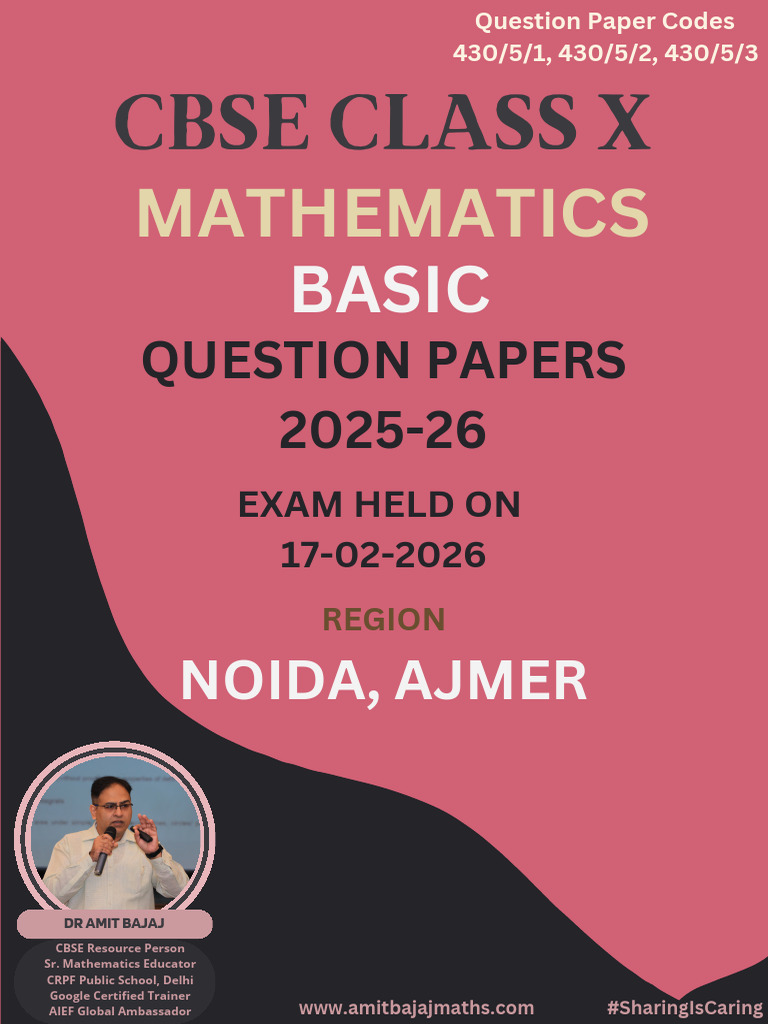 Cbse X Maths (Basic) QP 430-5-1, 430-5-2, 430-5-3 (2025-26) | PDF ...