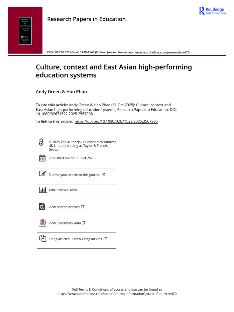 Culture Context and East Asian High-Performing Education Systems | PDF ...