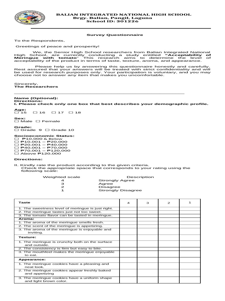 Survey Questionnaire 2outs | PDF