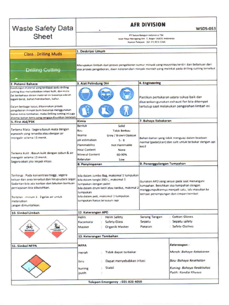 MSDS Drilling Cutting (Drilling Mud) | PDF