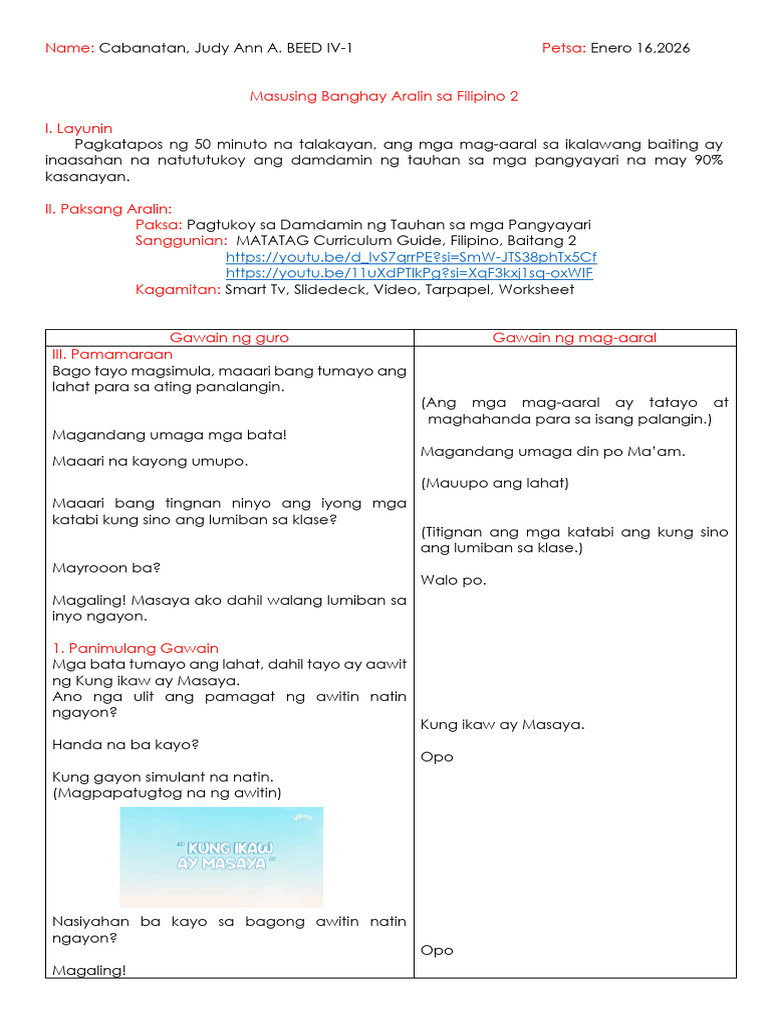Filipino LP 1 Final | PDF