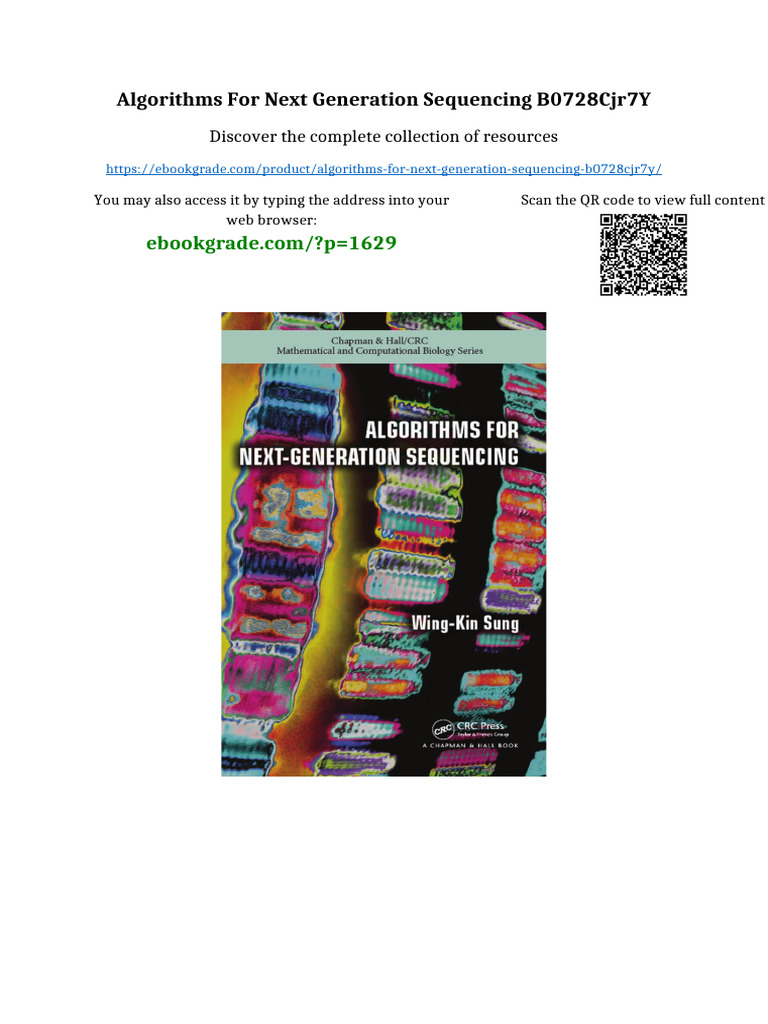 Algorithms For Next Generation Sequencing B0728Cjr7Y: Discover The ...