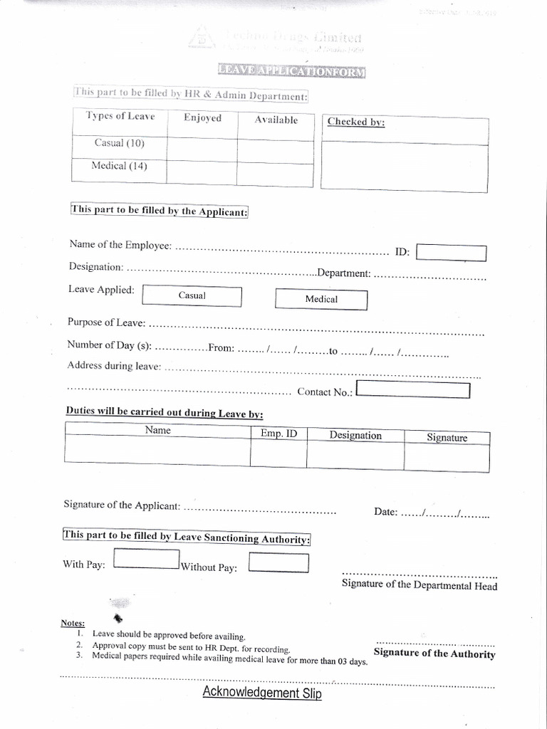 Leave Application Form | PDF