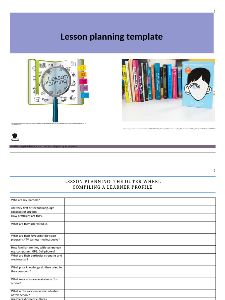 Lesson Planning Template | PDF | Learning | Cognitive Psychology