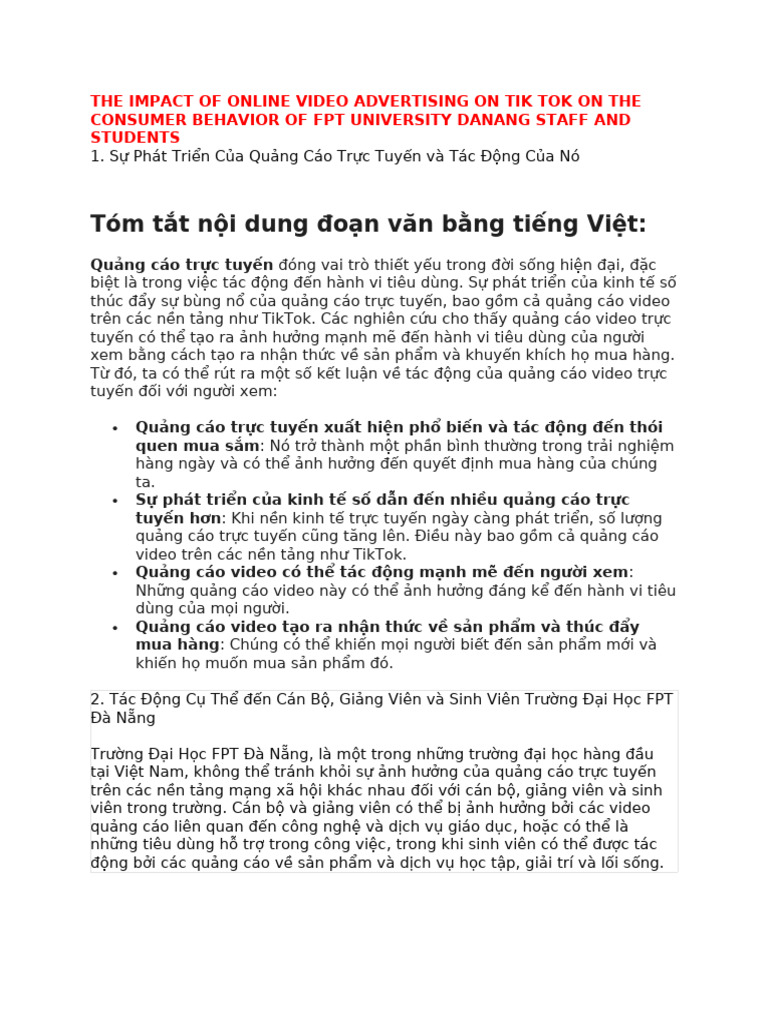 The Impact of Online Video Advertising On Tik Tok On The Consumer ...