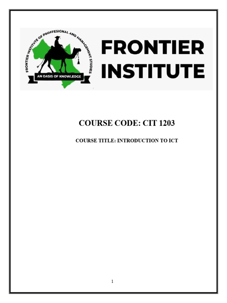 Cit 1203 Introduction To Ict | PDF | Computer Data Storage | Personal ...