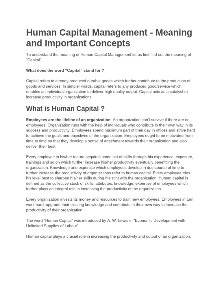 Human Capital Management | PDF | Human Capital | Economic Growth