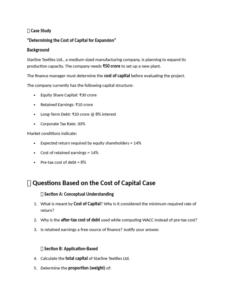 Case Study-Cost of Capital | PDF