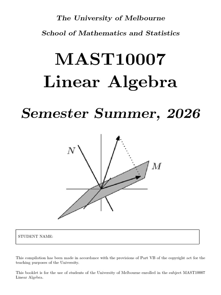 Exercise Booklet (2026) | PDF | Matrix (Mathematics) | Vector Space