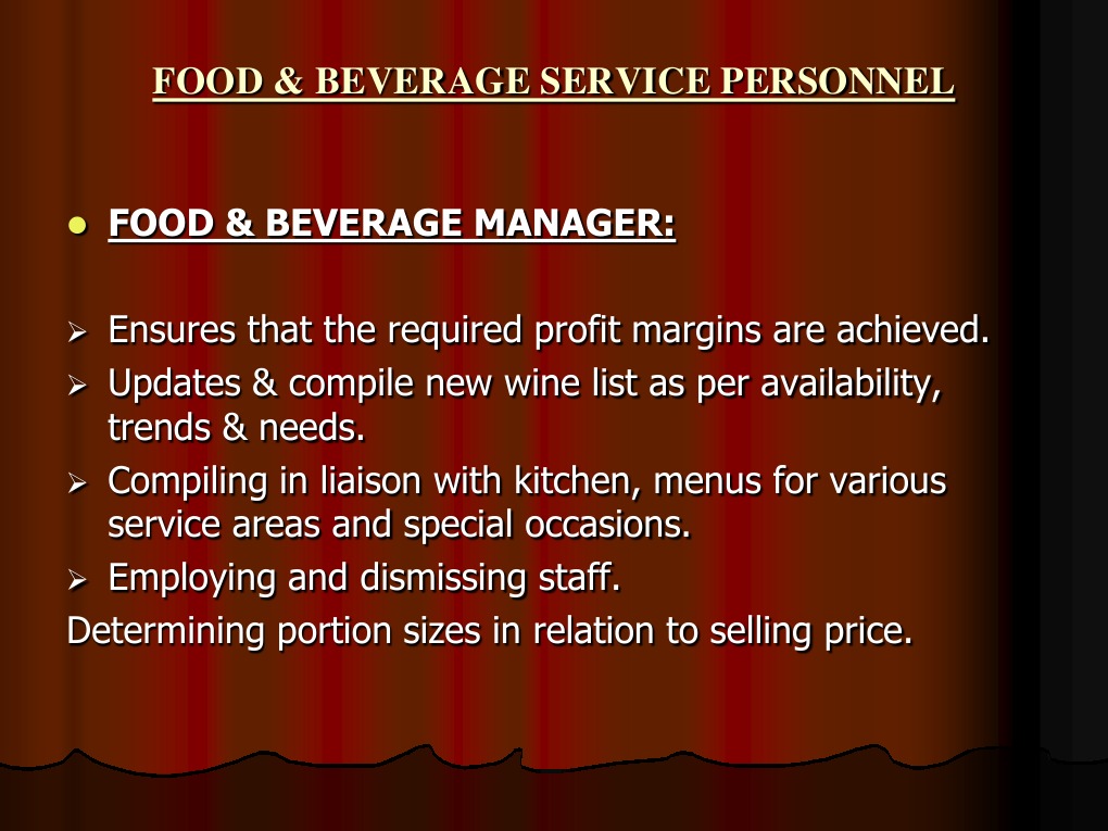 Food & Beverage Service Hierarchy PDF Waiting Staff Bar