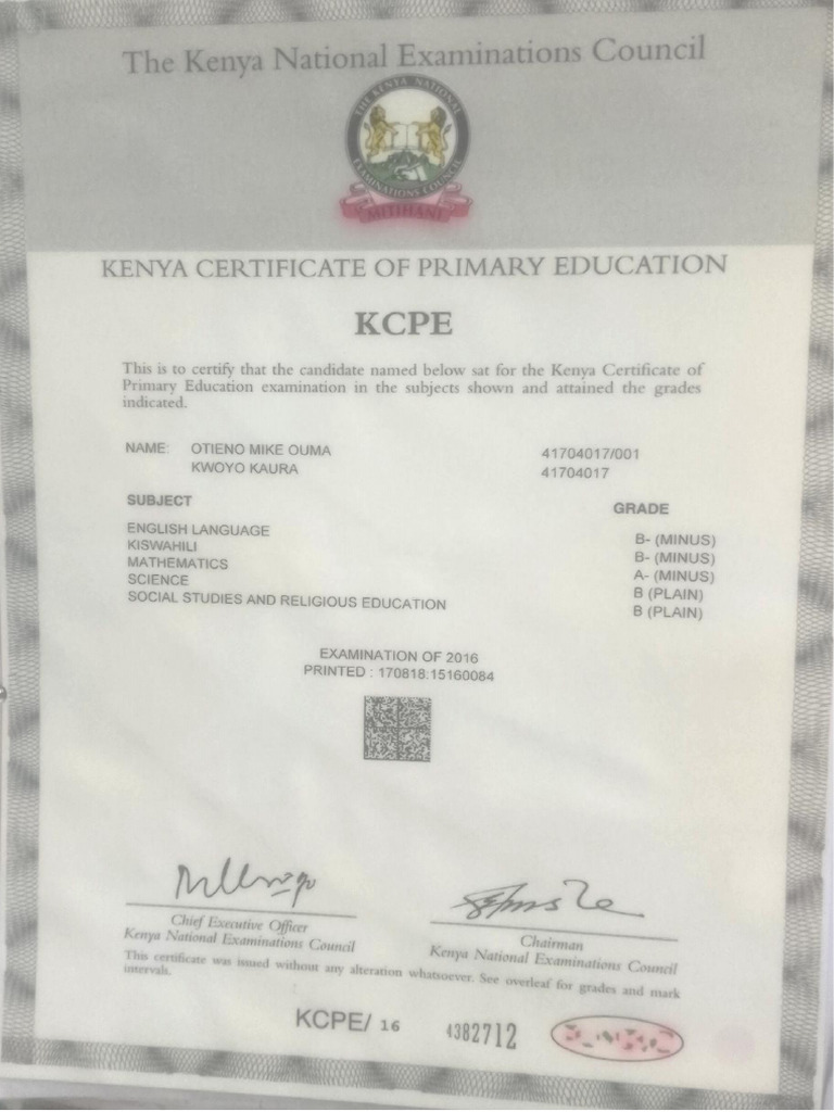 Primary School Certificate - 081904 | PDF