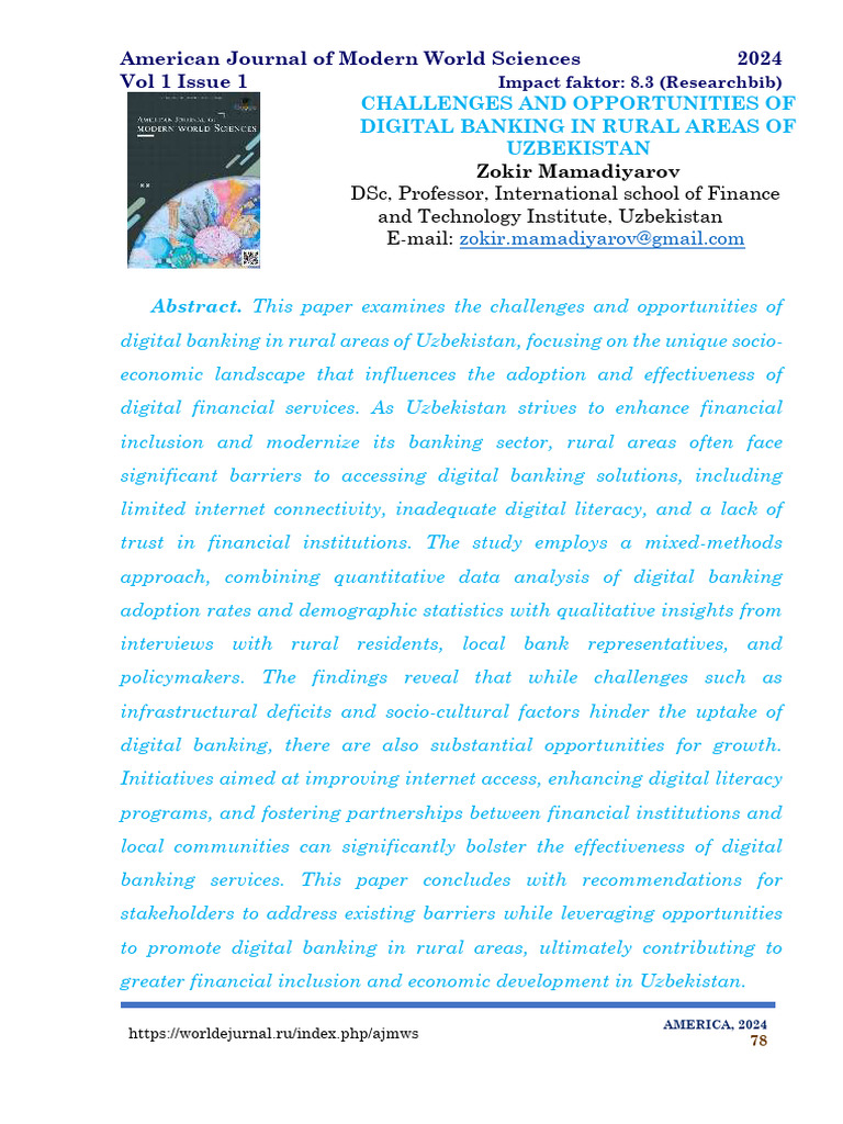 Challenges and Opportunities of Digital Banking in Rural Areas of ...