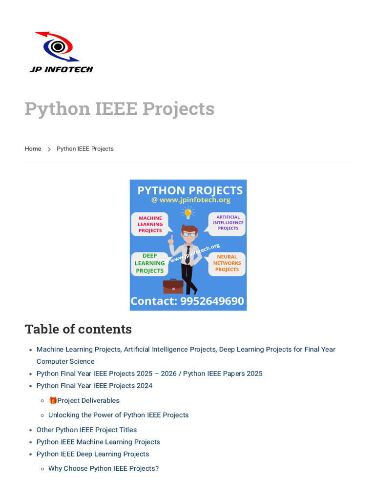 Python Ieee Projects - JP Infotech | PDF | Deep Learning | Machine Learning