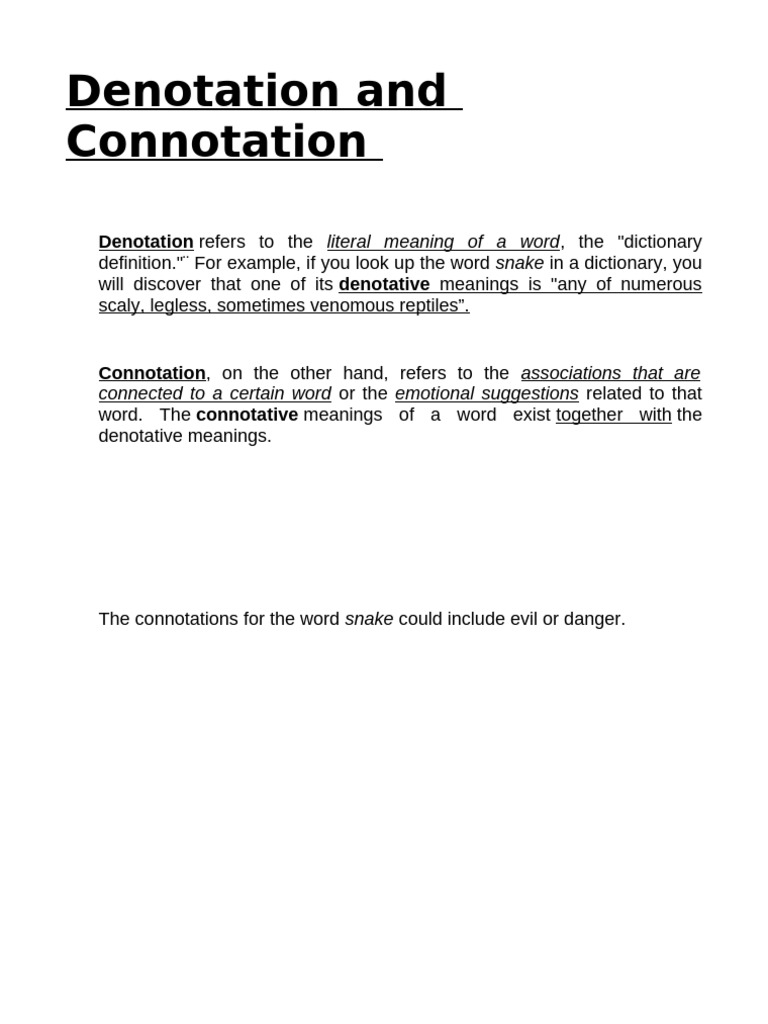 Denotation and Connotation | PDF