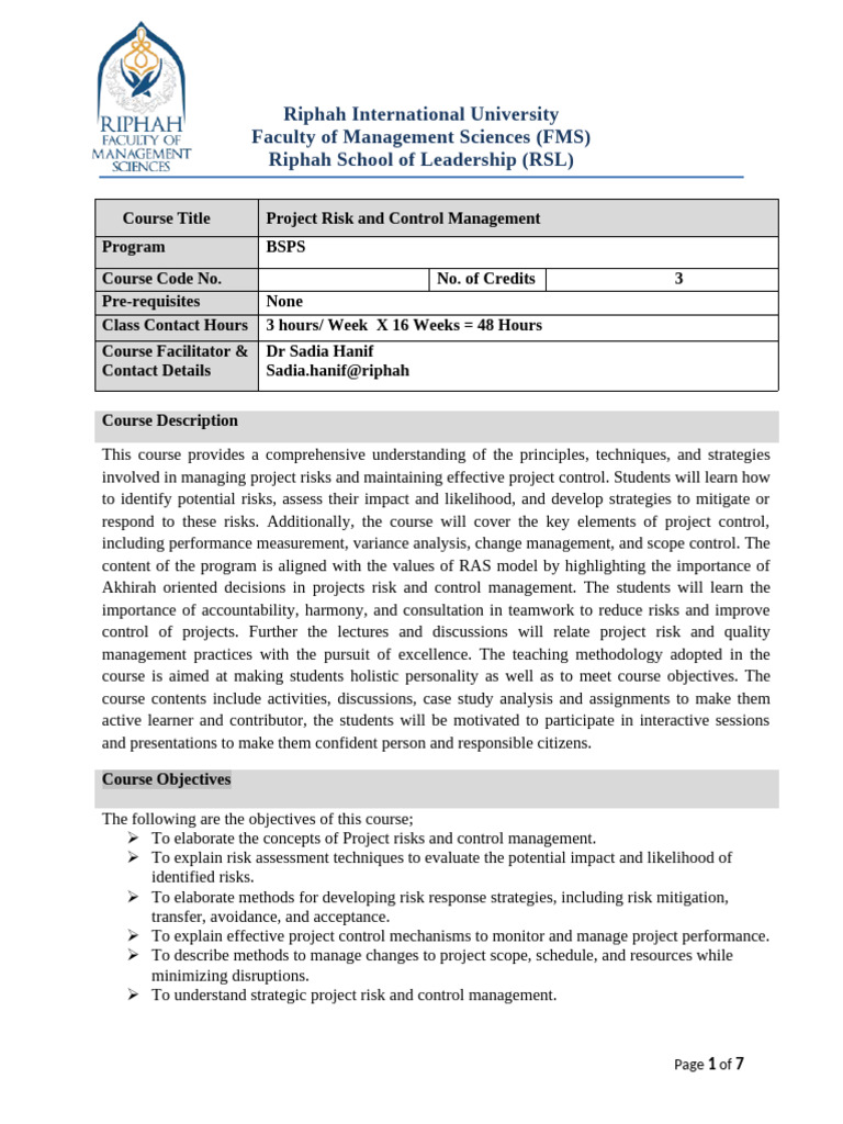 Project Risk and Control Management | PDF | Project Management | Risk ...