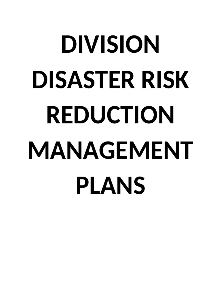 Division Disaster Risk Reduction Management Plans | PDF