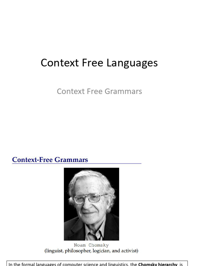 8 Context Free Languages | PDF | Syntax (Logic) | Grammar