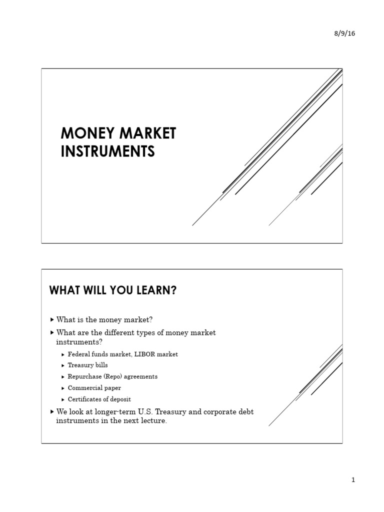 Money Market Instruments | PDF | Money Market | Repurchase Agreement