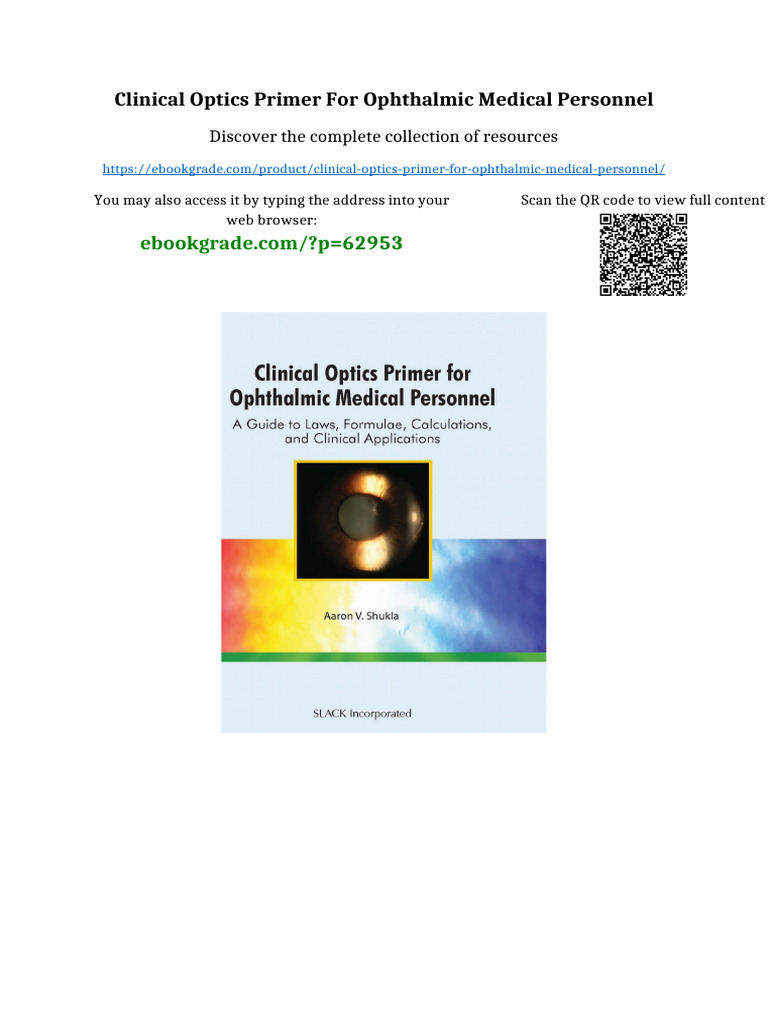 Clinical Optics Primer For Ophthalmic Medical Personnel Sample | PDF ...