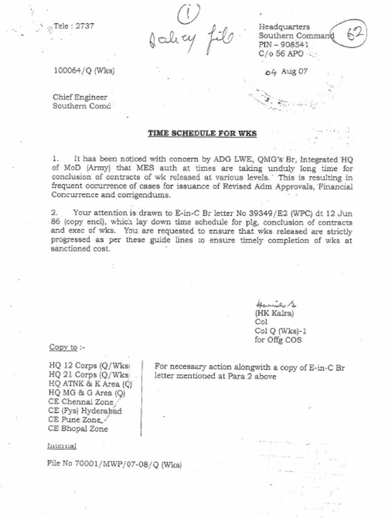 Time SCH of Works MOD Policy 1986 | PDF