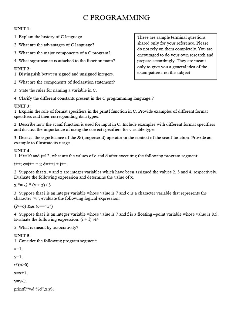 C PROGRAMMING Teminal Question | PDF | String (Computer Science ...