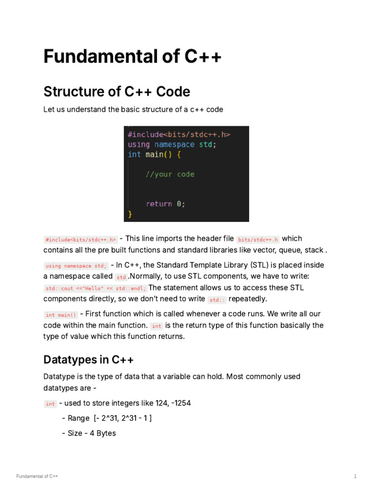 Fundamental of C++ | PDF | C++ | Software Development
