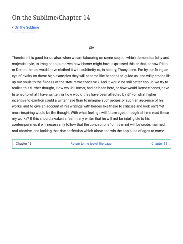 On The Sublime - Chapter 14 - Wikisource, The Free Online Library | PDF