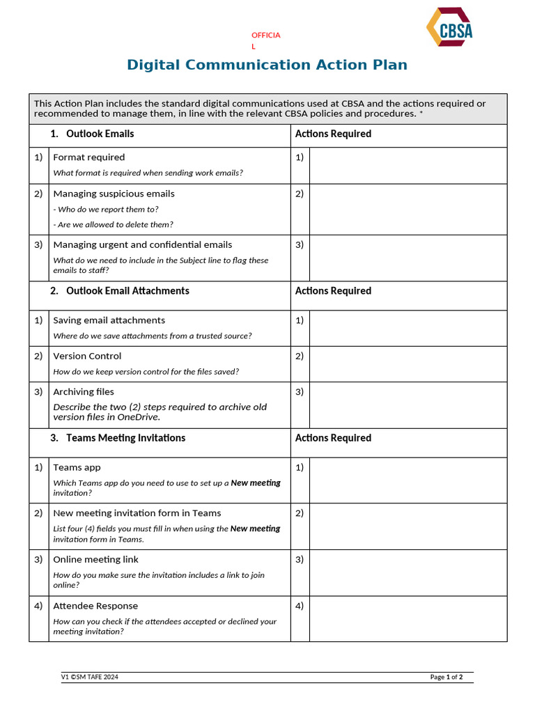Digital Communication Action Plan Template | PDF | Microsoft Outlook ...