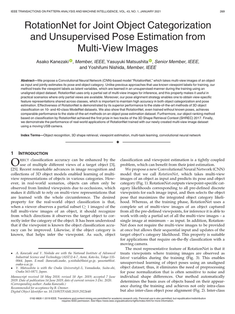 RotationNet For Joint Object Categorization | PDF | Statistical ...
