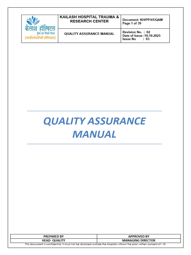 Quality Assurance Manual | PDF | Hospital | Quality Assurance