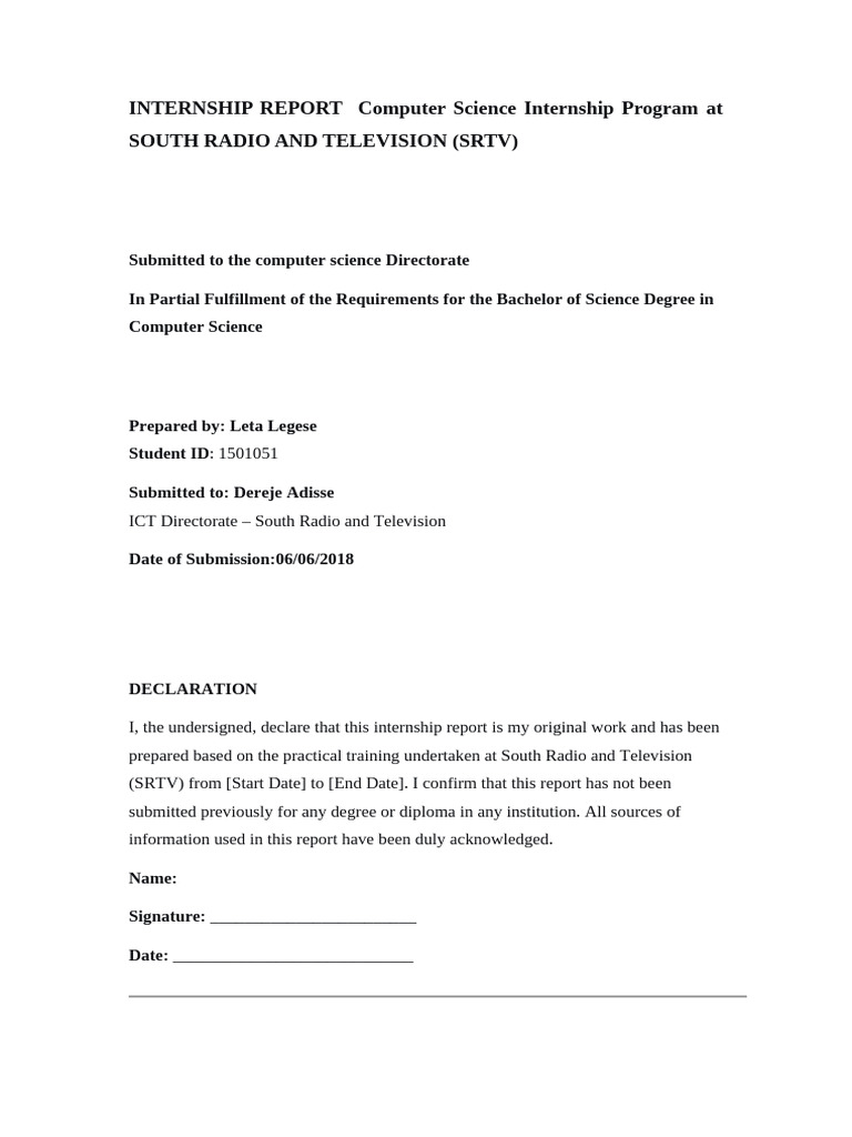 INTERNSHIP REPORT Computer Science Internship Pro | PDF | Electrical ...