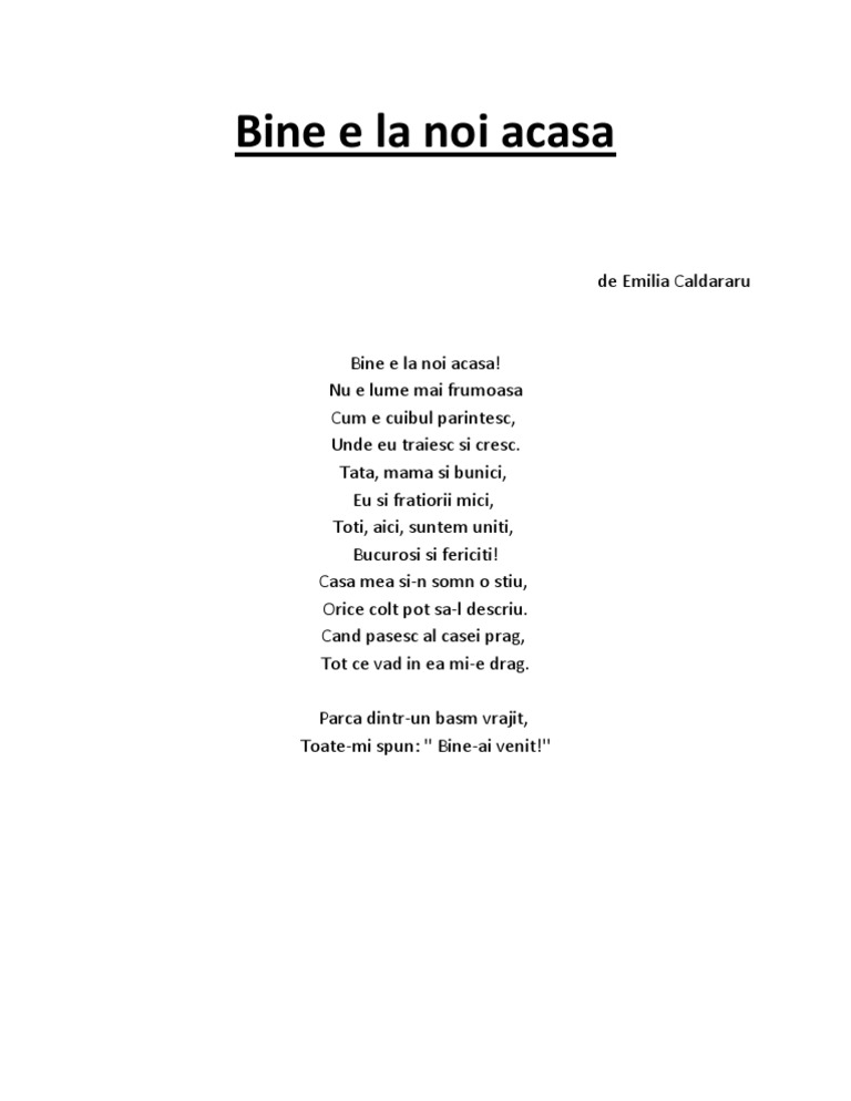 Bine e La Noi Acasa de Emilia Caldararu