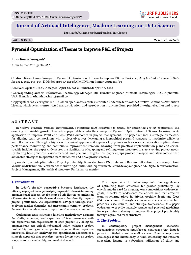 Pyramid Optimization of Teams To Improve P&L of Projects | PDF ...