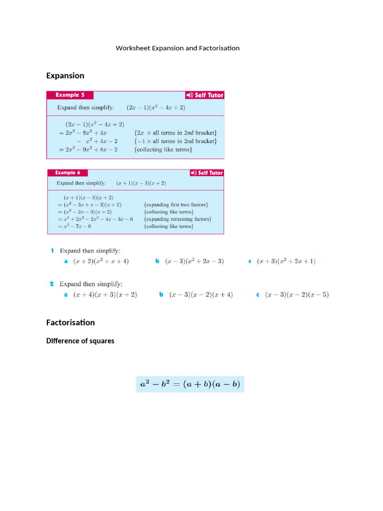 Revision Expansion and Factorisation.G10 | PDF