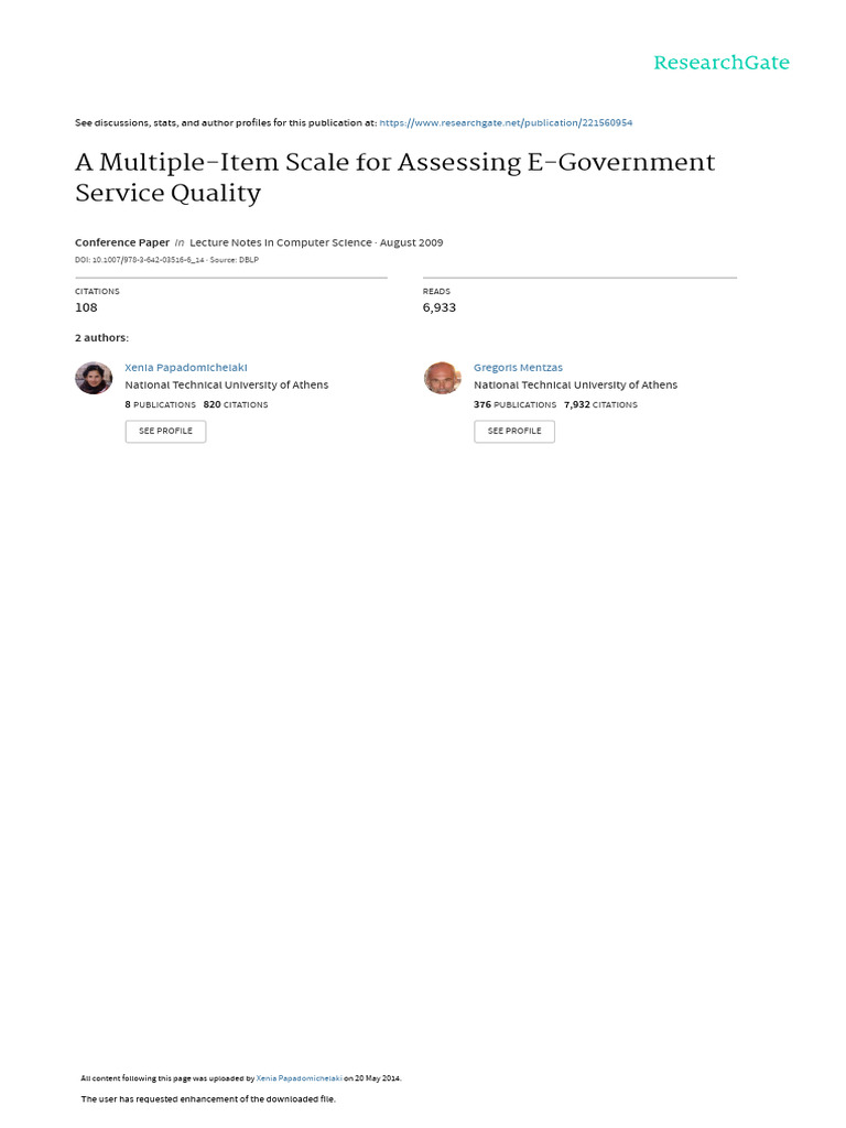 A Multiple-Item Scale For Assessing E-Government S | PDF | Factor Analysis