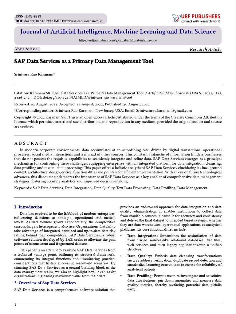 SAP Data Services As A Primary Data Management Tool | PDF | Cloud ...