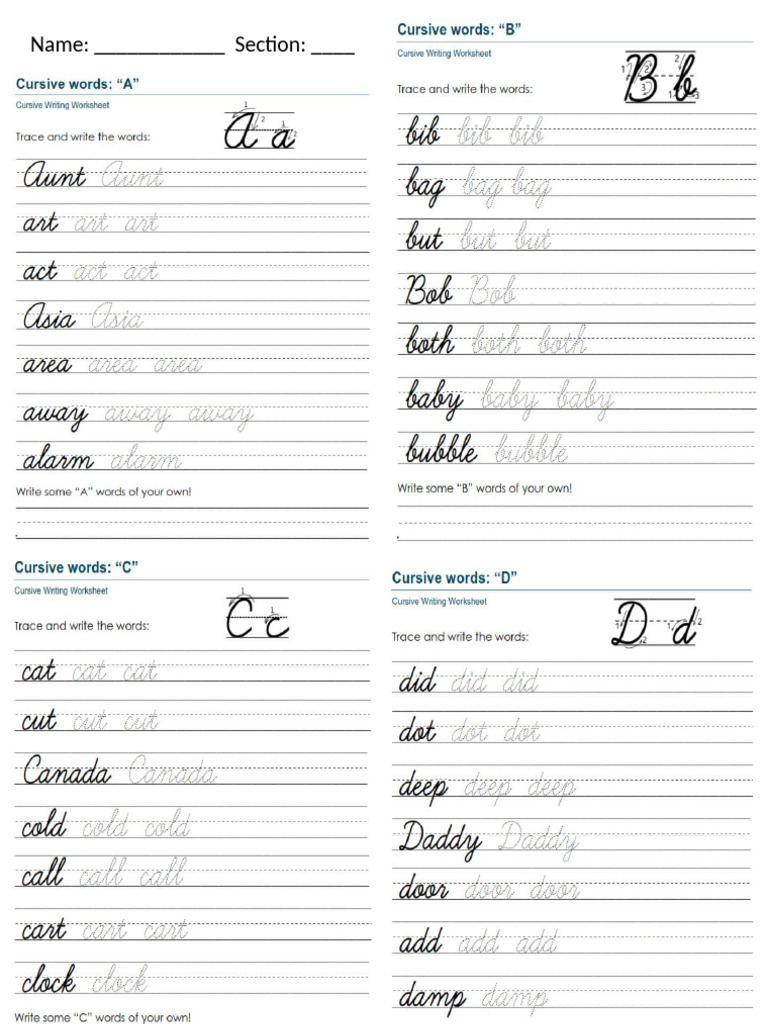 Cursive Writing | PDF