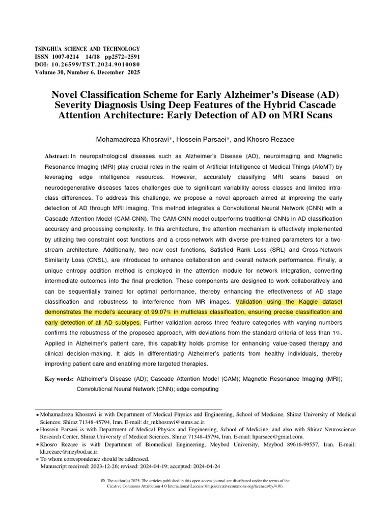 Novel Classification Scheme For Early Alzheimer's Disease (AD) | PDF ...