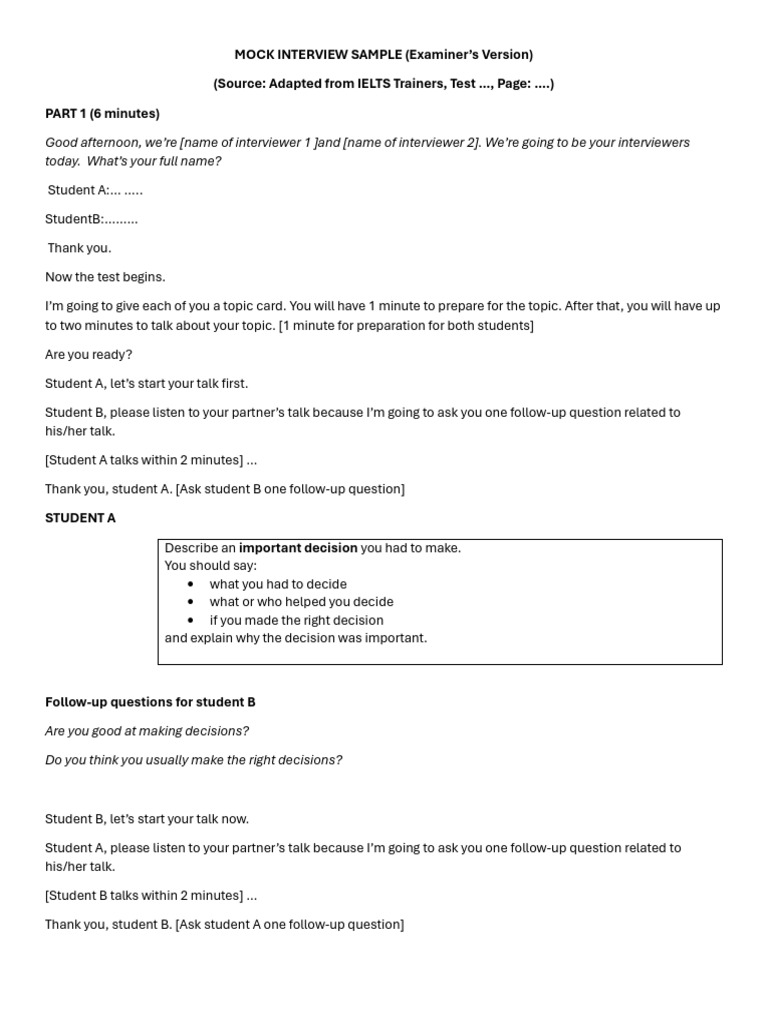 Mock Interview Sample | PDF