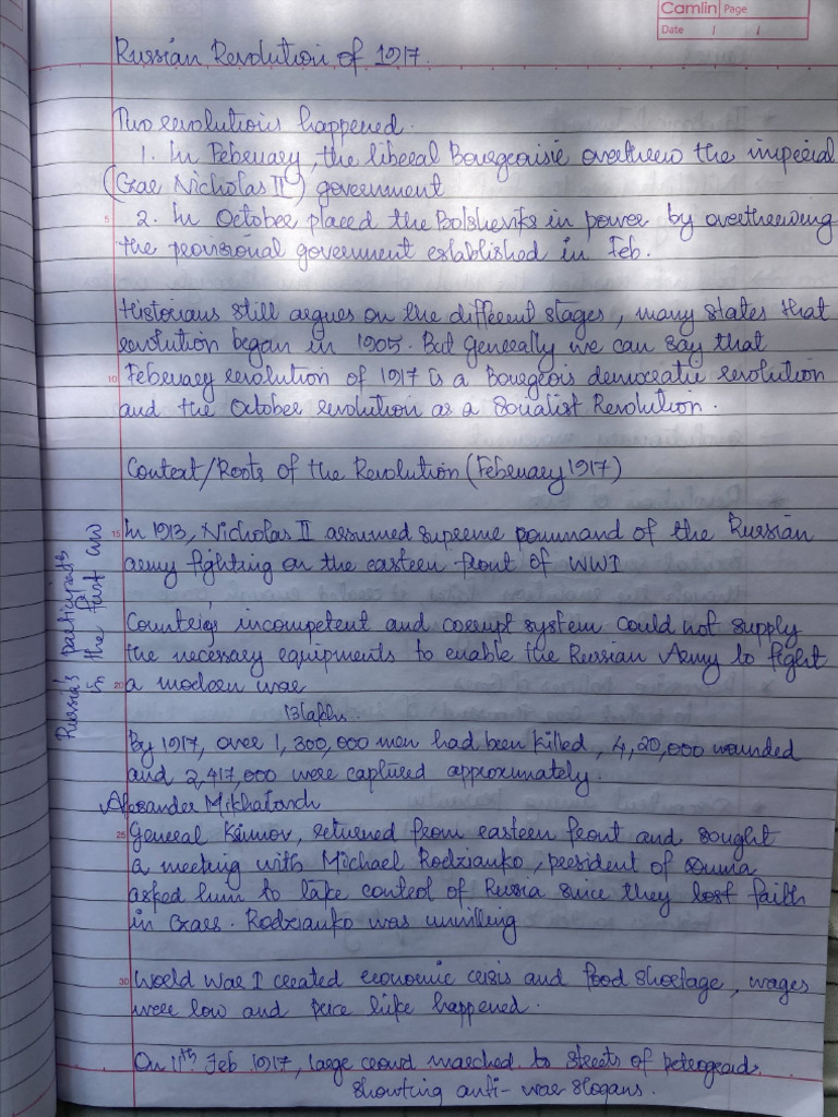 Russian Revolution Written Notes | PDF